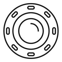Round spaceship window offering view on space exploration vector