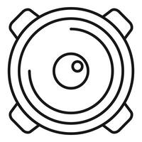 Round speaker playing music with four holes for fixing vector