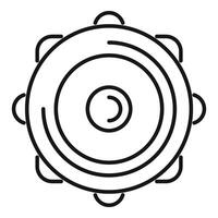 Round tambourine making music with bells isolated outline vector