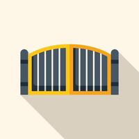 Yellow metal gate separating public and private property with long shadow vector