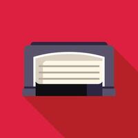 Grey garage door is closing with red background vector