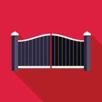 Black metal gate protecting property with red background vector