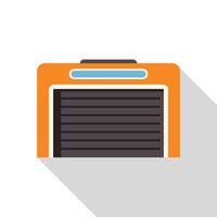 Orange garage door with long shadow representing building entrance or exit vector