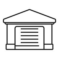 Big private garage building with closed gates line icon vector