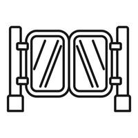 Double glass door with metal frame and handles icon outline style vector