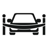 Car standing behind warning tape icon, simple style vector