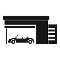 Cabriolet car parking in garage icon, simple style vector