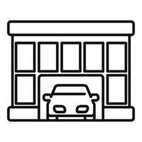 Car parking inside modern garage building with glass windows icon vector