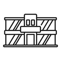 This simple and clear line icon represents a modern office building with a glass facade vector
