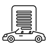 Cabriolet car with paper list describing it presenting new vehicle modern thin line icon vector