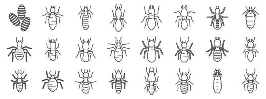 Termite icons set. Simple set of termite related vector line icons