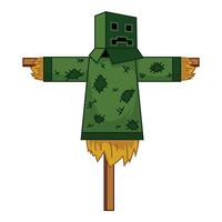 Scarecrow is scaring birds away in a field vector