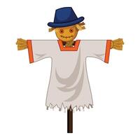 Friendly scarecrow wearing a hat standing in a field vector