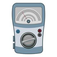 Analog multimeter measuring electricity with dial, rotary switch, button, and connectors vector
