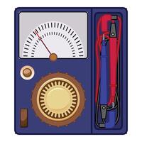 Analog voltmeter measuring voltage with dial and probes vector