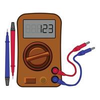 Digital multimeter measuring voltage with probes vector