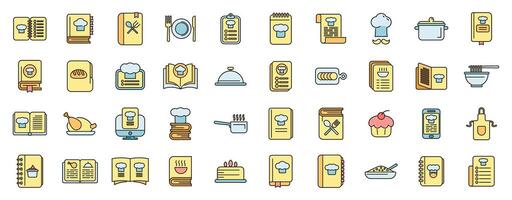 Chef cookbook icons showing cooking and recipes vector