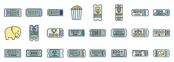 Large set of zoo tickets featuring different animals and popcorn vector