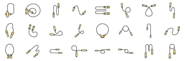 Collection of jump ropes in different styles for fitness enthusiasts vector