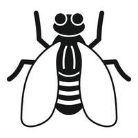 Simple black and white icon of a house fly with wings open vector