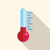 Red thermometer showing increasing temperature with long shadow vector