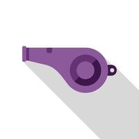 Purple whistle casting long shadow on white background vector