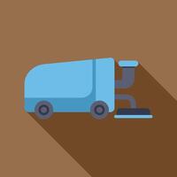 Professional cleaning machine scrubbing floor with long shadow vector