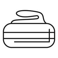 Line icon of a curling stone sliding on ice vector