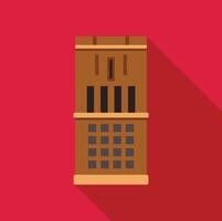 Old brick tower building facade with long shadow vector