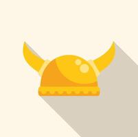 Golden viking helmet with horns pointing upwards on white background vector