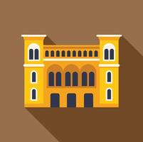 Big yellow building with arches and towers showing classical architecture vector