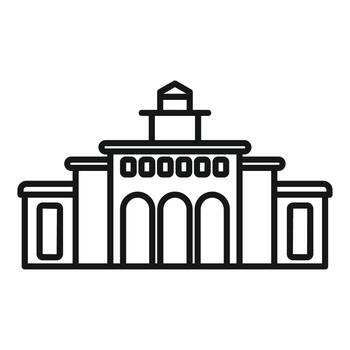 Large building facade with columns and windows drawing vector