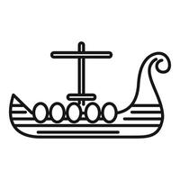 Viking ship sailing on water with oars extended vector