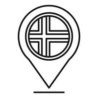 Location pin pointing nordic cross flag of scandinavian countries vector