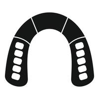 Black mouth guard protecting teeth during sports activities icon simple style vector
