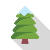 Green pine tree covered with snow is casting a shadow vector