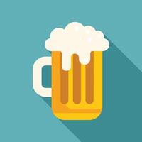 Big mug overflowing with beer is foaming on blue background vector