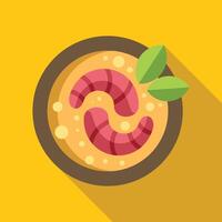 Delicious shrimp soup served in a bowl with herbs floating on top vector
