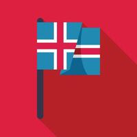 Icelandic flag waving in the wind on red background vector