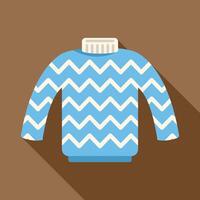 Blue sweater with chevron pattern showing long shadow vector