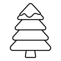 Simple black and white christmas tree with snow on top icon vector