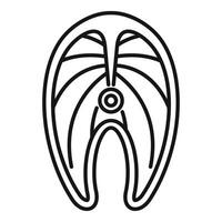 Icon of salmon steak showing fish meat with bones vector