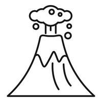 Volcano erupting with smoke and ash cloud in simple line style vector