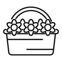 Wicker basket overflowing with beautiful blooming daffodils vector
