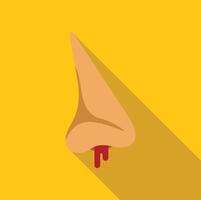 Nose bleeding with blood drop flowing, health problem concept vector