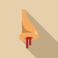 Nose bleeding with blood drops flowing down in flat design vector