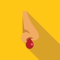 Human nose bleeding with drop of blood, health problem concept vector