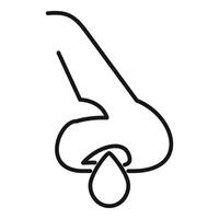 Nose bleeding with a drop of blood falling down line icon vector