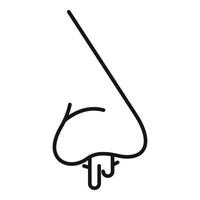 Human nose running with snot minimalist icon showing symptoms of cold or flu vector