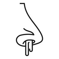 Human nose having a runny nose icon showing sickness vector